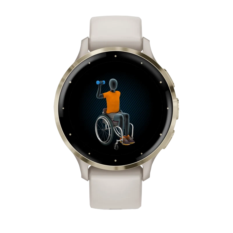 Garmin Venu 3S smartwatch, 41 mm soft gold stainless steel bezel with ivory silicone band