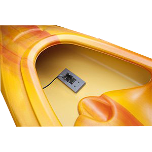 Garmin Kayak In-Hull Transducer Mount (010-12357-00) shown inside orange kayak hull with mounting plate