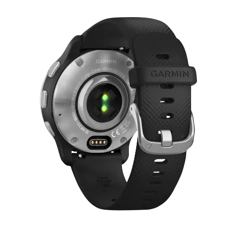 Garmin D2 Air X10 Aviator Smartwatch, black silicone strap, stainless steel back