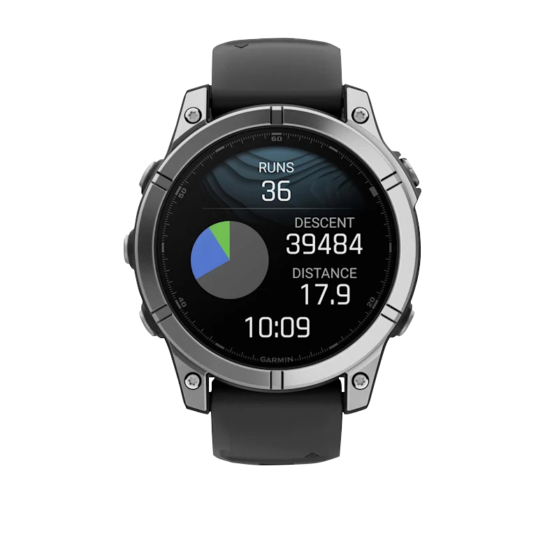 Garmin Fenix E smartwatch, 47 mm AMOLED, stainless steel bezel with black silicone band (010-03025-02)