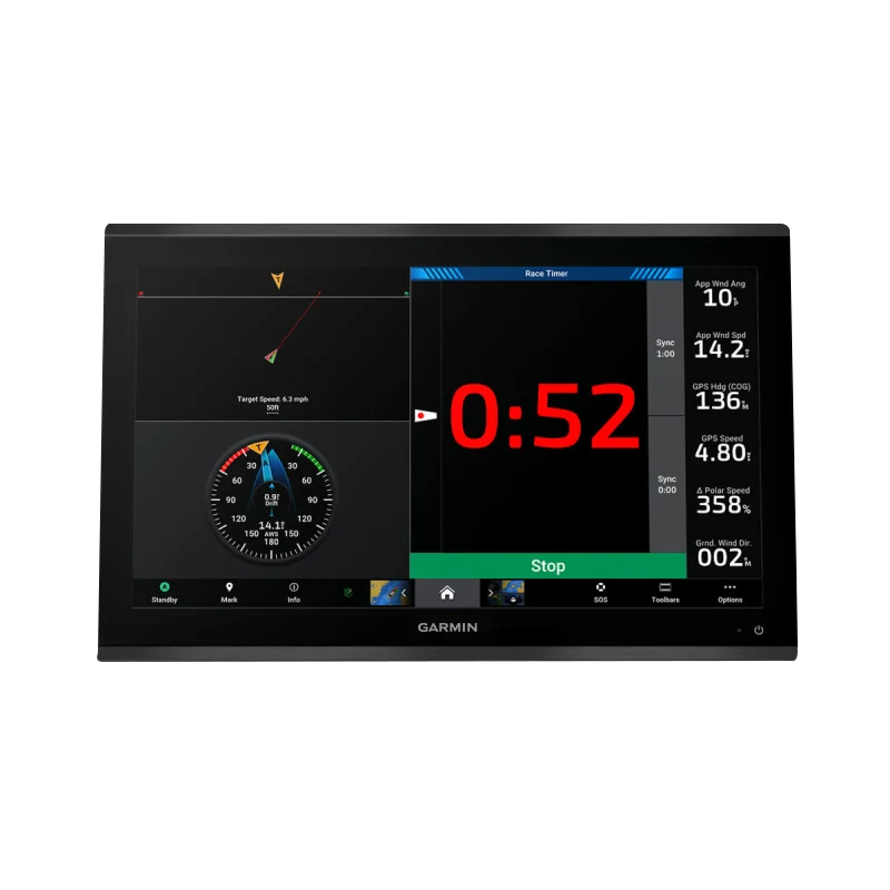 Garmin GPSMAP 9022 Premium marine chartplotter with Worldwide Basemap on black touchscreen display