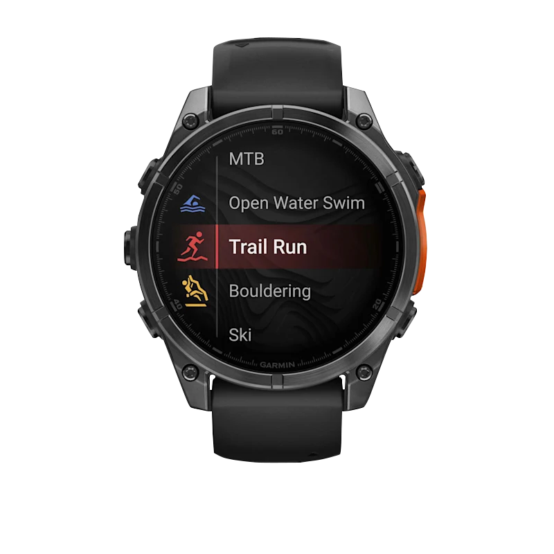 Garmin Fenix 8 smartwatch, slate gray case with black silicone band, 51 mm AMOLED display