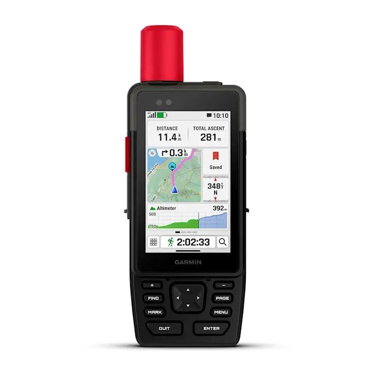 Garmin GPSMAP H1i Plus handheld marine GPS with red top antenna and full-color display.