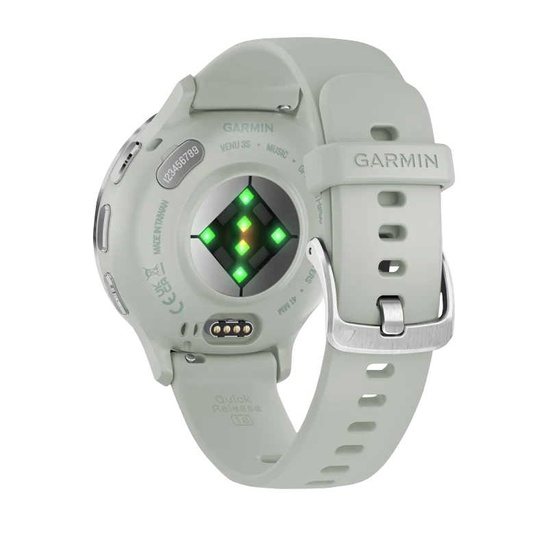Garmin Venu 3S, 41 mm Silver Stainless Steel Bezel with Sage Gray Case and Silicone Band (010-02785-01) by Garmin