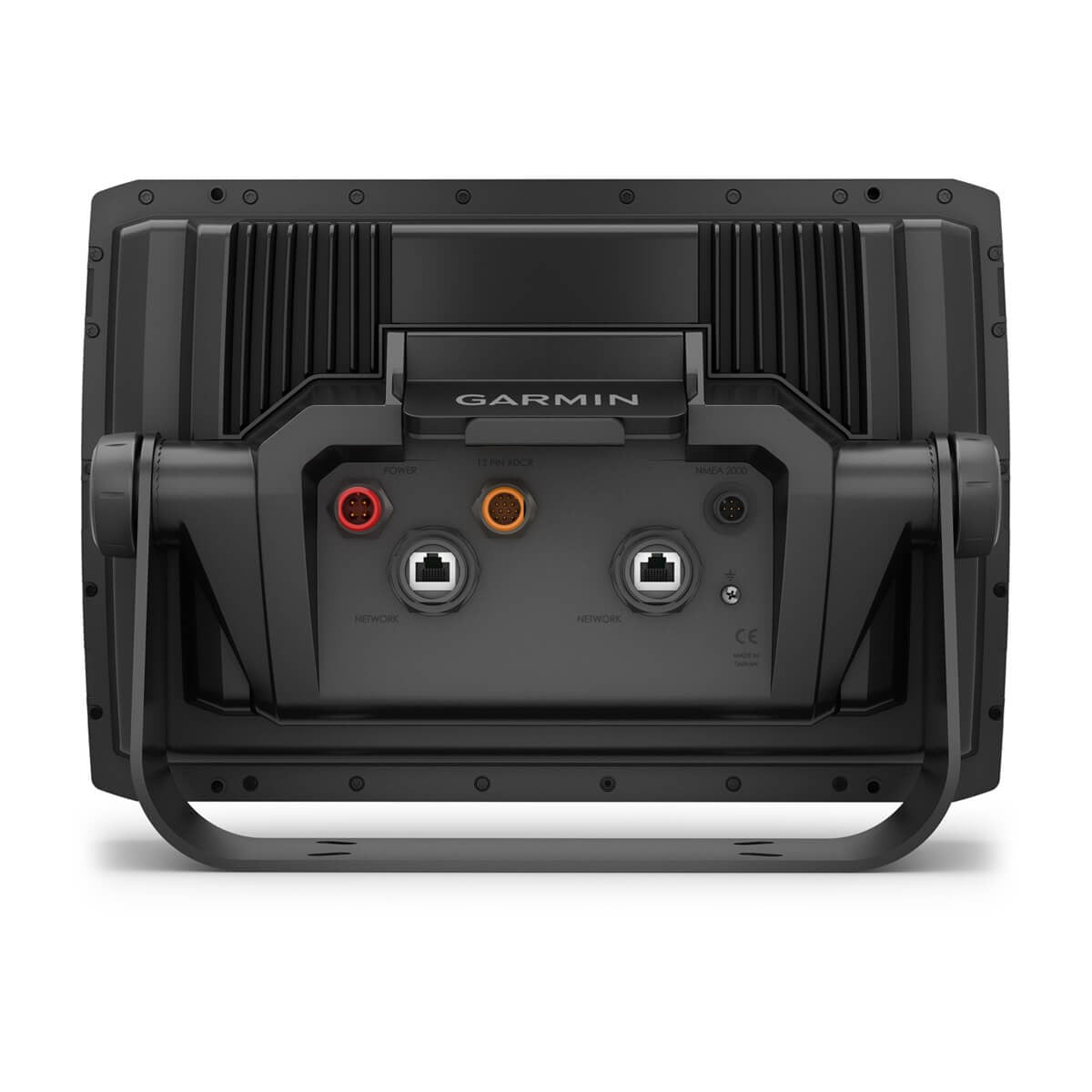 Garmin ECHOMAP Ultra 2 12-inch marine chartplotter back view with power and network ports