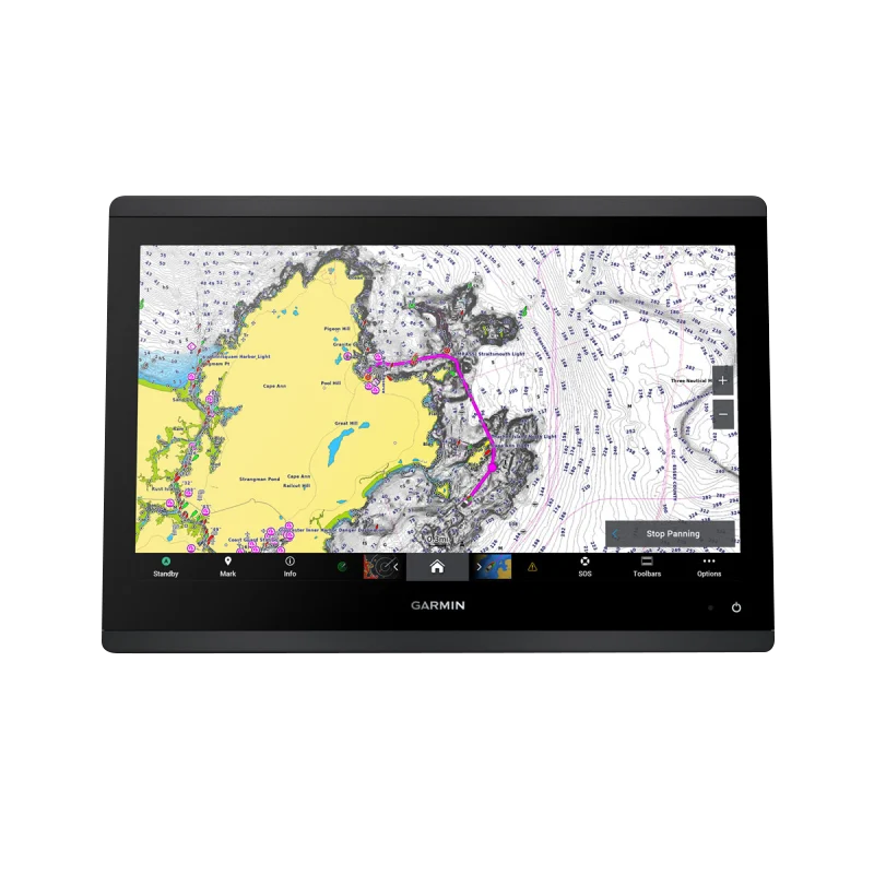 Garmin GPSMAP 1643xsv marine chartplotter with mapping on a black bezel display