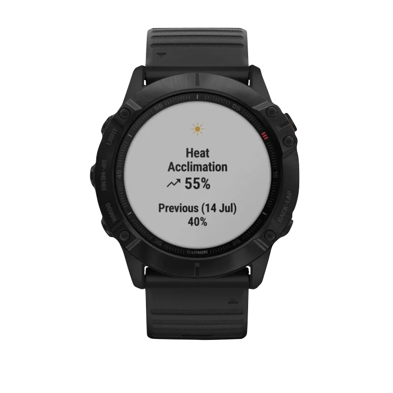 Garmin Fenix 6X Pro smartwatch, black with black band; certified refurbished