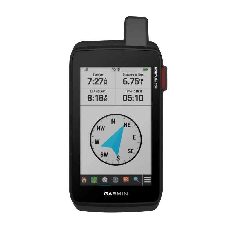 Garmin Montana 700i handheld GPS with touchscreen; black rugged outdoor navigation device