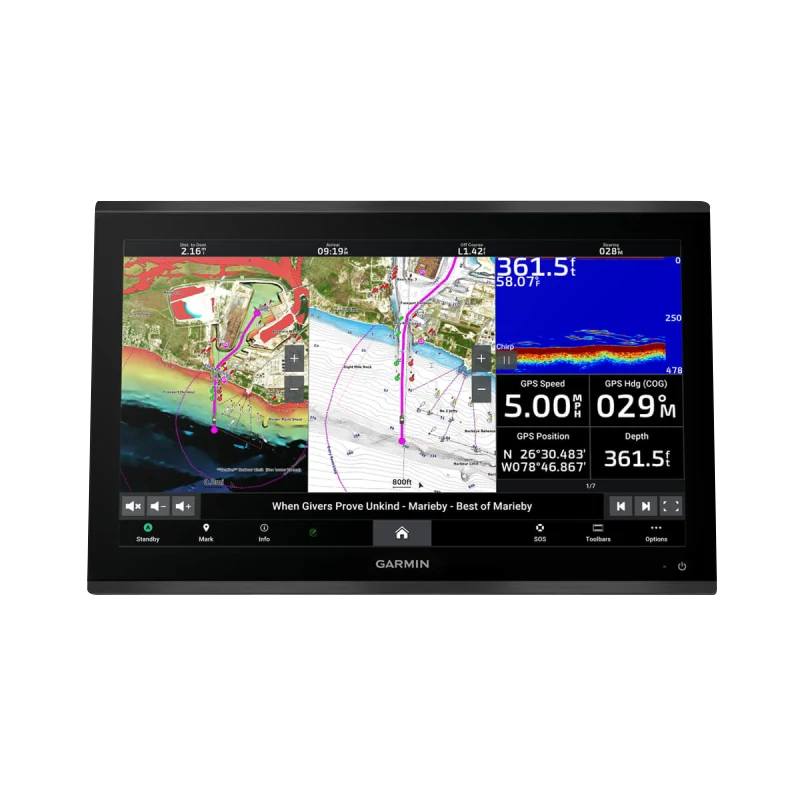 Garmin GPSMAP 9222 Premium Chartplotter with Navionics+ on black marine display