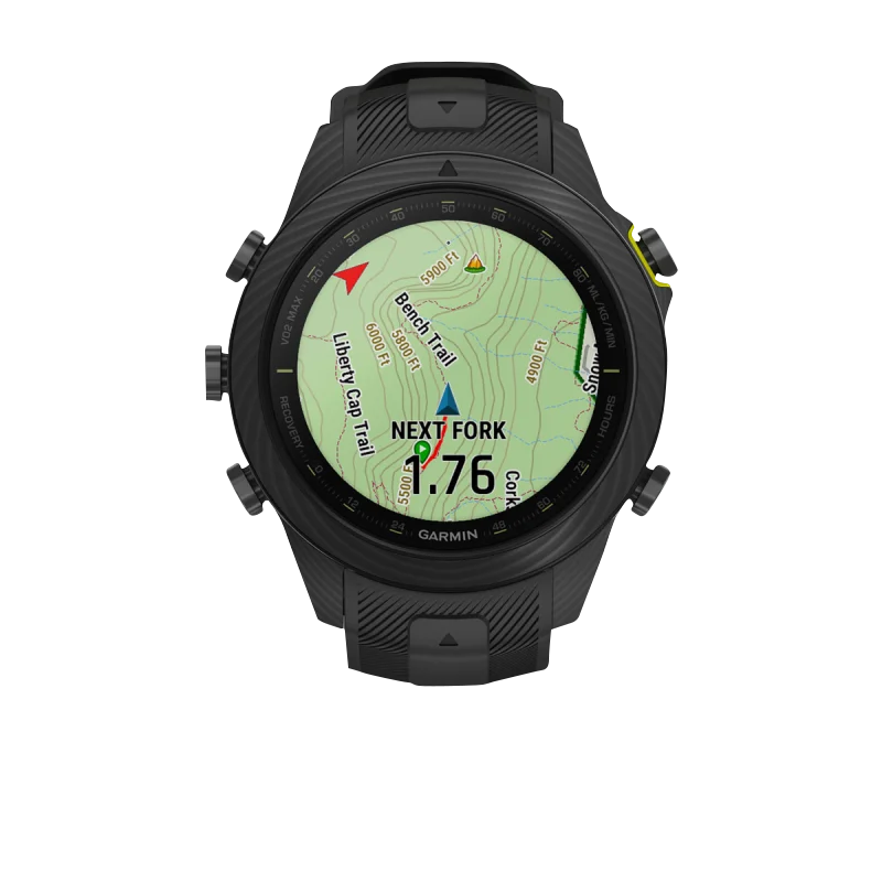 Garmin MARQ Athlete Gen 2 Carbon Edition smart watch by Garmin, black case with map navigation screen