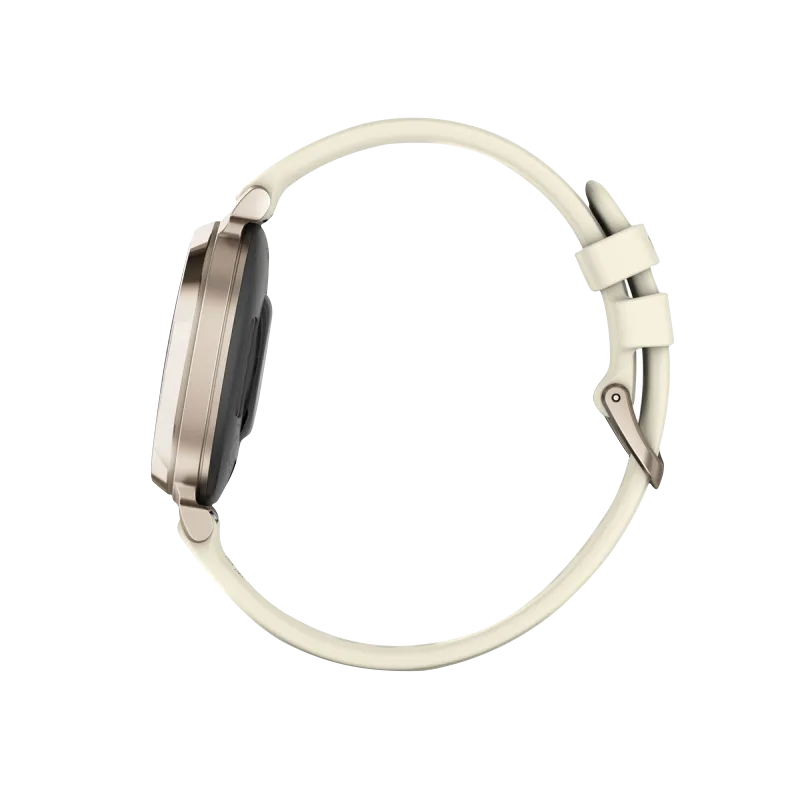 Garmin Lily 2 smartwatch, cream gold case with coconut silicone band, certified refurbished