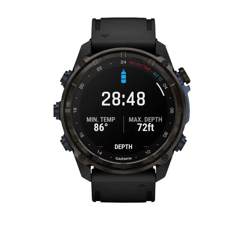 Garmin Descent Mk3i, 51 mm Carbon Gray DLC Titanium with Black Silicone Band and Descent T2 Transceiver by Garmin