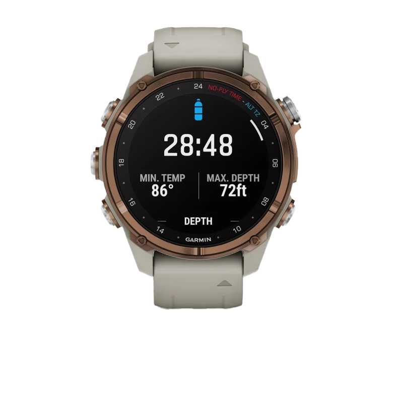 Garmin Descent Mk3i dive computer watch, 43 mm bronze PVD titanium case with French Gray silicone band