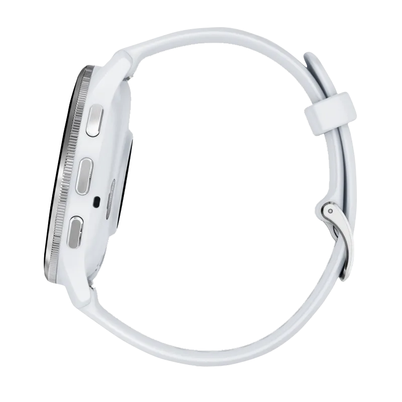 Garmin Venu 3 smartwatch, 45 mm white silicone band with silver bezel and Whitestone case