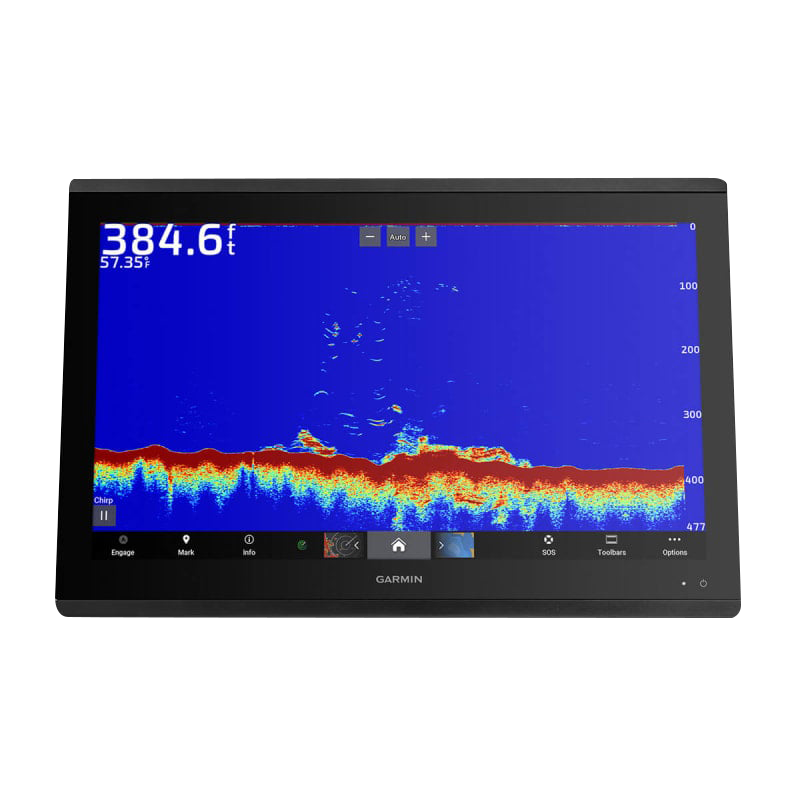 Garmin GPSMAP 8622 marine chartplotter (010-01511-50) with black housing and blue sonar display.