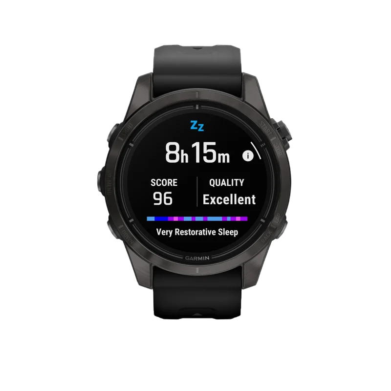 Garmin Epix Pro Gen 2 42mm Sapphire Edition smartwatch, carbon gray DLC titanium with black band