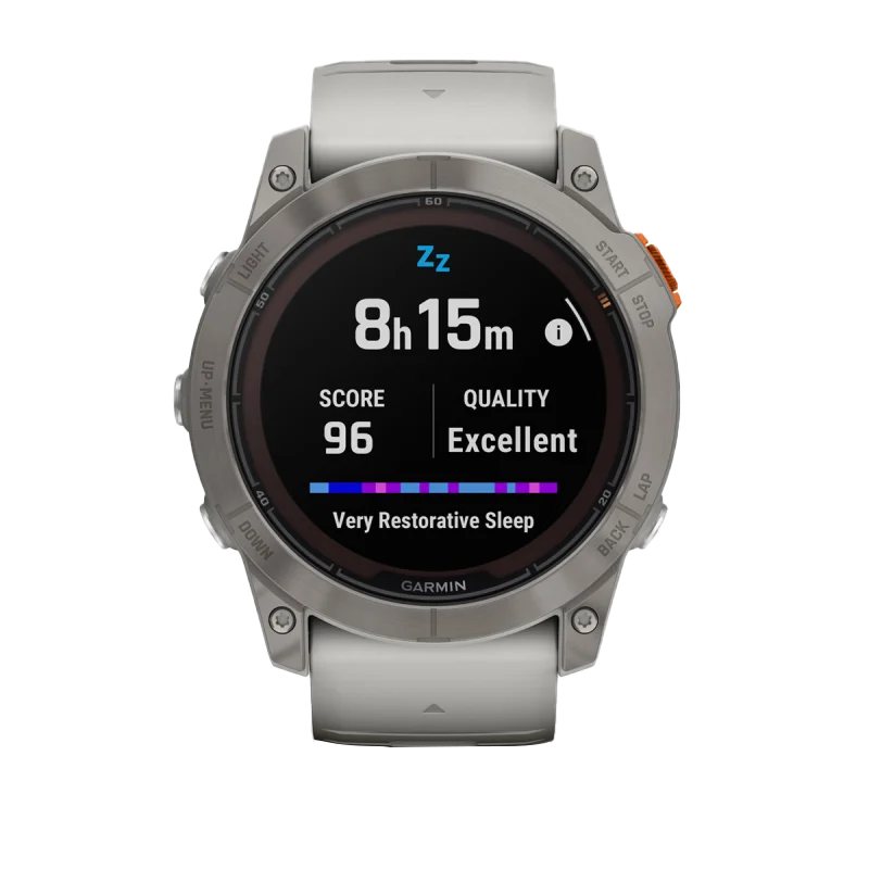 Garmin Fenix 7X Pro Sapphire Solar Edition Titanium with Fog Gray/Ember Orange Band (010-02778-14) by Garmin