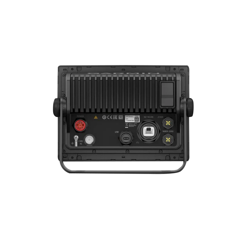 Garmin GPSMAP 743 Non-sonar with Mapping marine chartplotter, black back panel with ports.