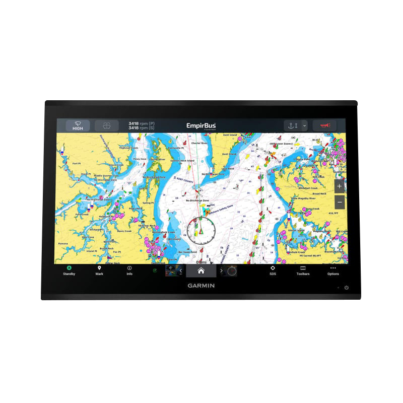Garmin GPSMAP 9224 Premium marine chartplotter with Navionics+ on a black bezel display