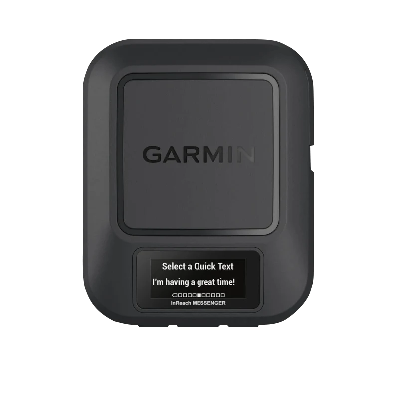 Garmin inReach Messenger SOS satellite communicator, certified refurbished, dark gray GPS tracking device.
