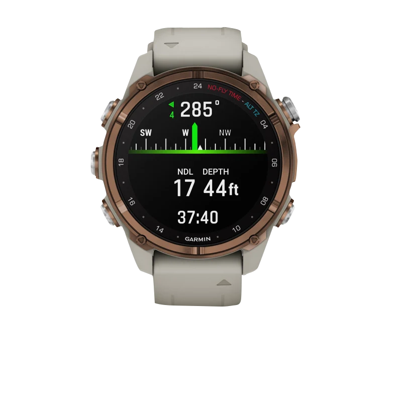 Garmin Descent Mk3i 43 mm dive computer with Bronze PVD titanium case and French gray silicone band
