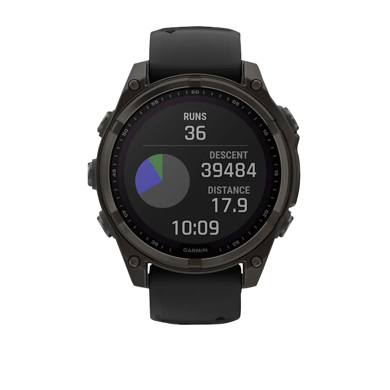 Garmin Fenix 8 smartwatch, 47mm, Solar Sapphire, carbon gray DLC titanium bezel with black/pebble gray silicone band