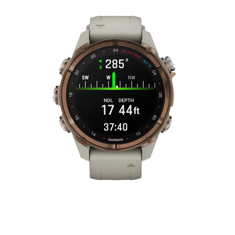 Garmin Descent Mk3i dive computer watch, 43 mm Bronze PVD titanium bezel and French Gray silicone band