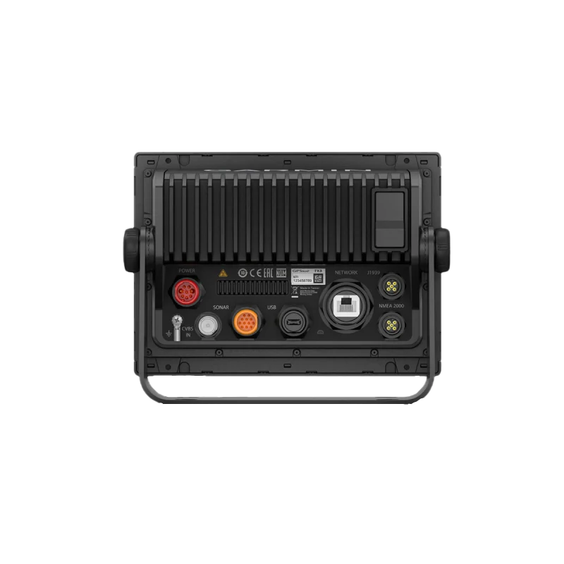 Garmin GPSMAP 723xsv marine chartplotter back panel with multiple ports and circular connectors