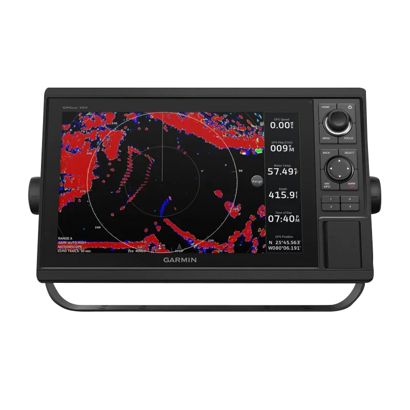 Garmin GPSMAP 1242xsv marine chartplotter with black bezel and right-side control keypad.