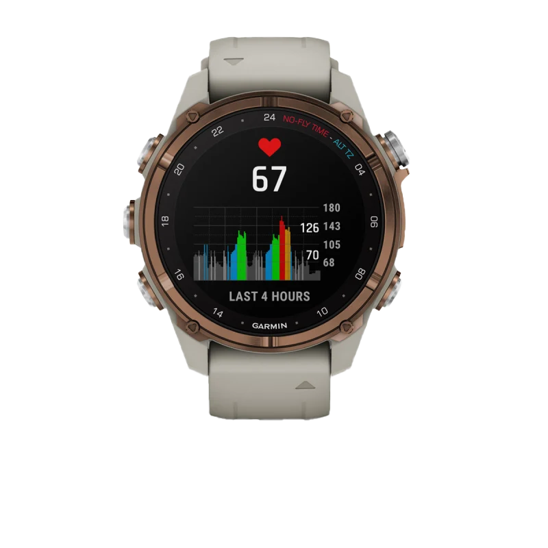 Garmin Descent Mk3i dive watch, 43 mm Bronze PVD Titanium case with French Gray silicone band, Descent T2 transceiver