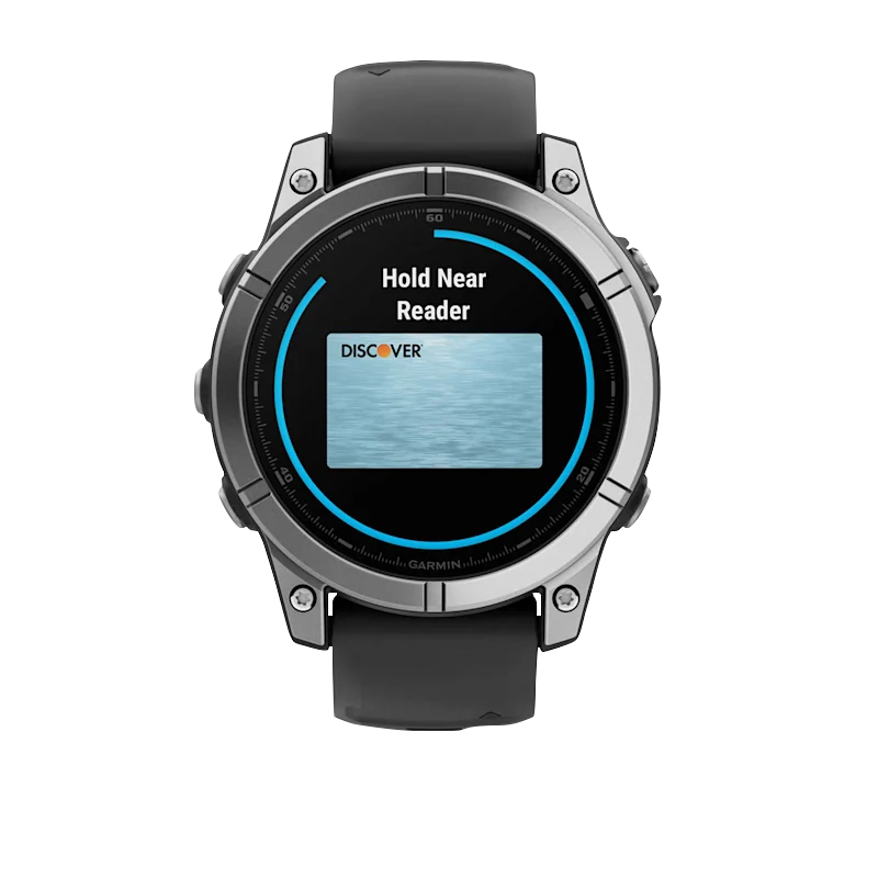 Garmin Fenix E smartwatch, 47 mm AMOLED, stainless steel bezel with black silicone band