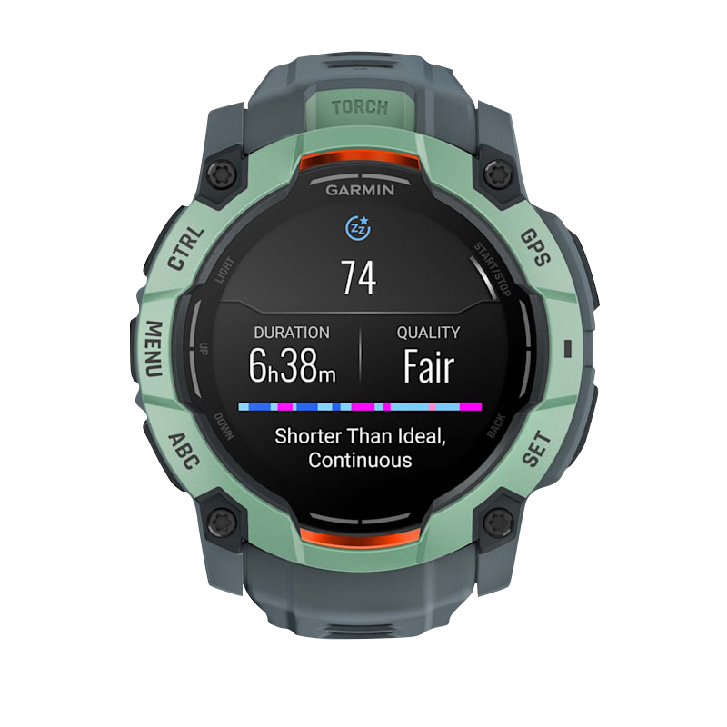Garmin Instinct 3 AMOLED smartwatch, 50mm Neo Tropic with Twilight Band, green bezel
