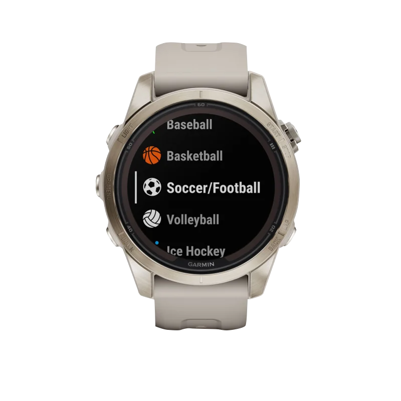 Garmin Fenix 7S Pro Sapphire Solar, Soft Gold with Light Sand Band (010-02776-14) by Garmin