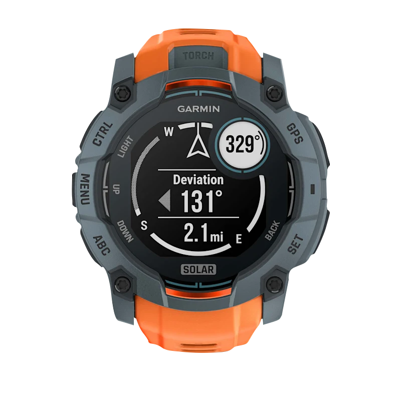 Garmin Instinct 3 Solar smartwatch, Twilight with orange Solstice band