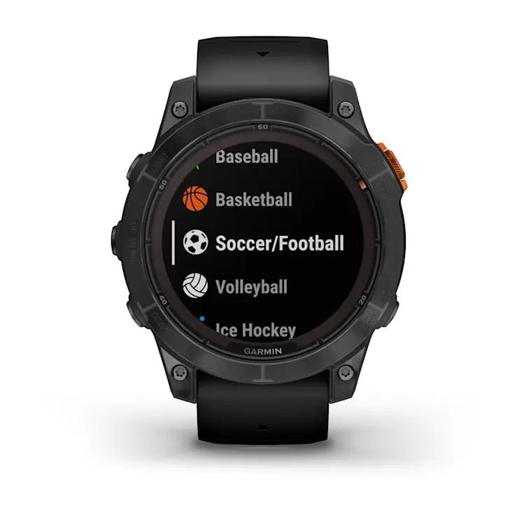 Garmin fēnix 7 Pro Solar Edition smartwatch with slate gray bezel and black band