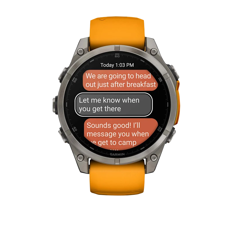 Garmin Fenix 8, 47 mm AMOLED Sapphire, Titanium with Spark Orange/Graphite Silicone Band (010-02904-10) by Garmin