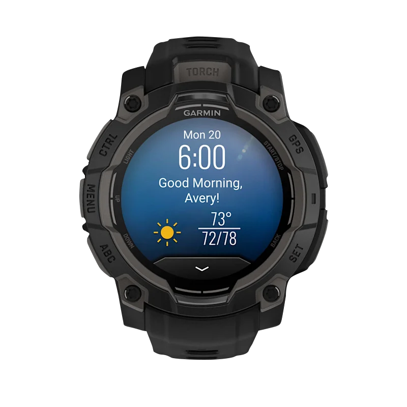 Garmin Instinct 3 AMOLED smartwatch, 45mm black case with black band