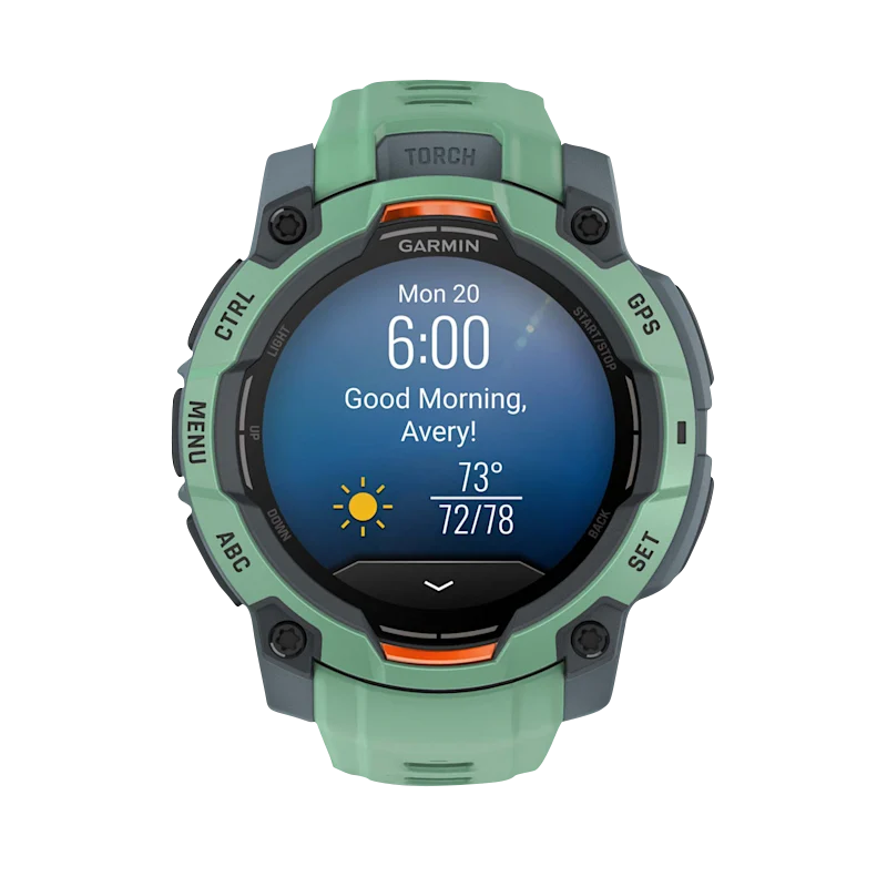 Garmin Instinct 3 AMOLED smartwatch, 45mm Neo Tropic with green Neo Tropic Band