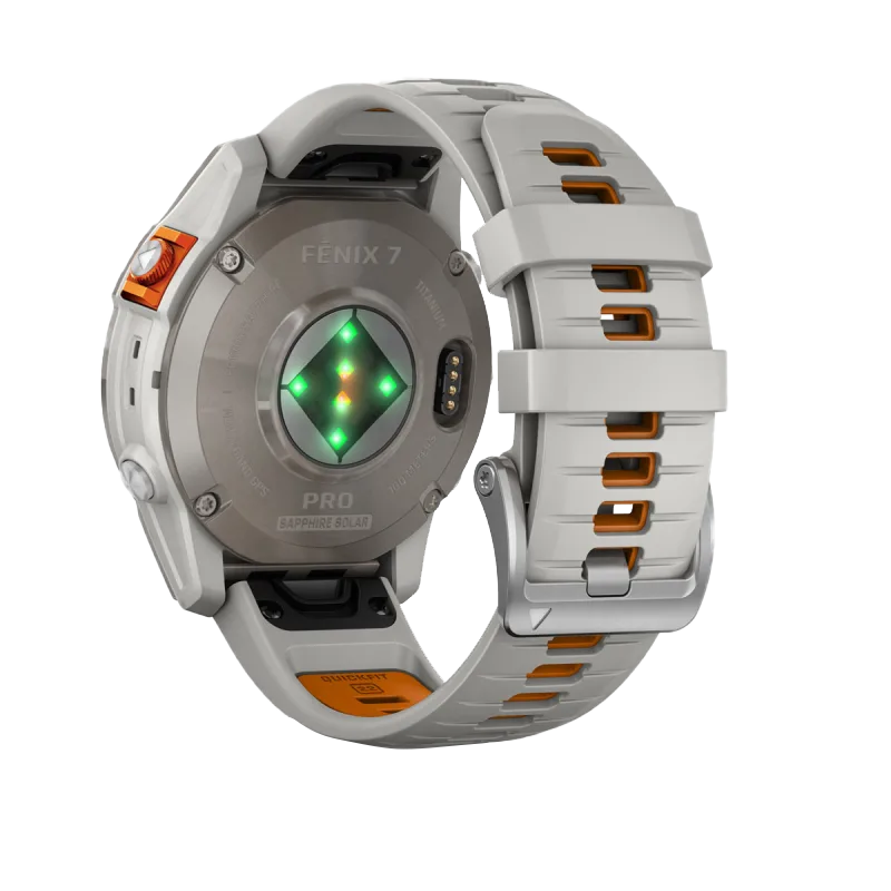 Garmin Fēnix 7 Pro Sapphire Solar, Titanium with Fog Gray/Ember Orange Band (010-02777-20) by Garmin