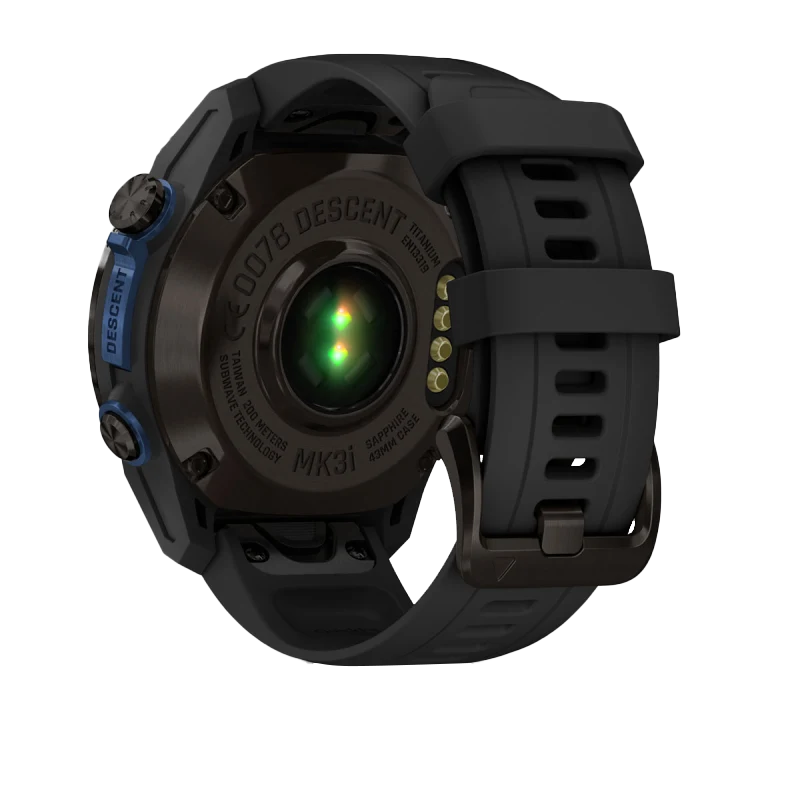 Garmin Descent Mk3i dive computer watch, 43 mm carbon gray DLC titanium with black silicone band