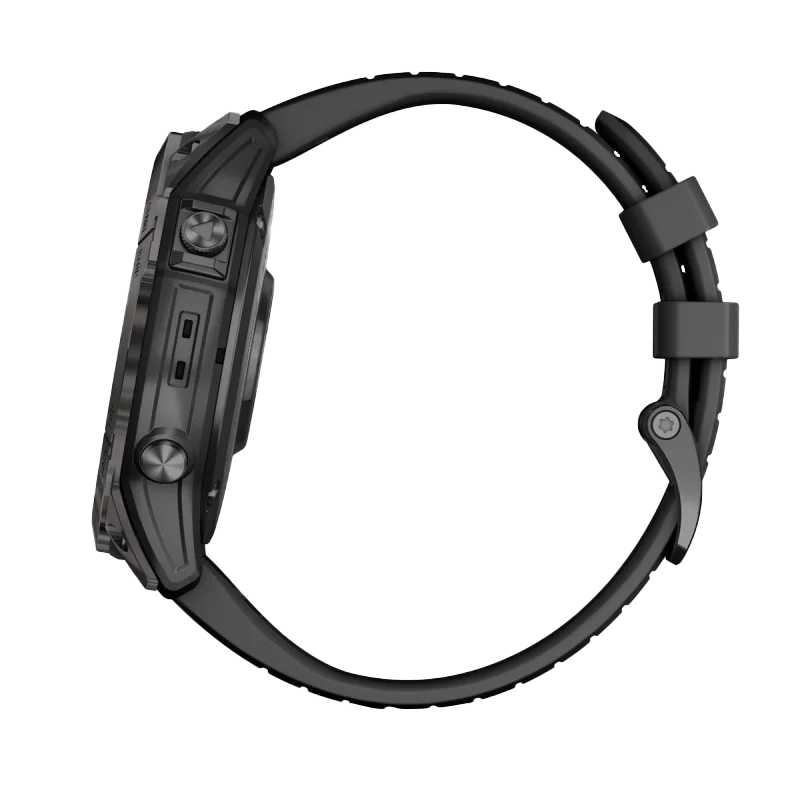 Garmin Epix Pro Gen 2 51mm Sapphire Edition smartwatch with carbon gray DLC titanium case and black band