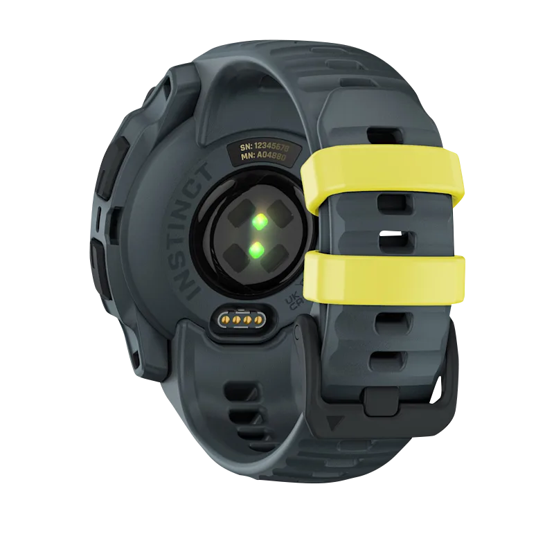 Garmin Instinct E 40mm smartwatch with electric lime accents and Twilight Band strap