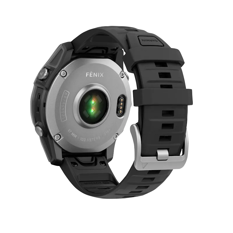 Garmin Fenix E, 47 mm AMOLED, Stainless Steel with Black Silicone Band (010-03025-02) by Garmin