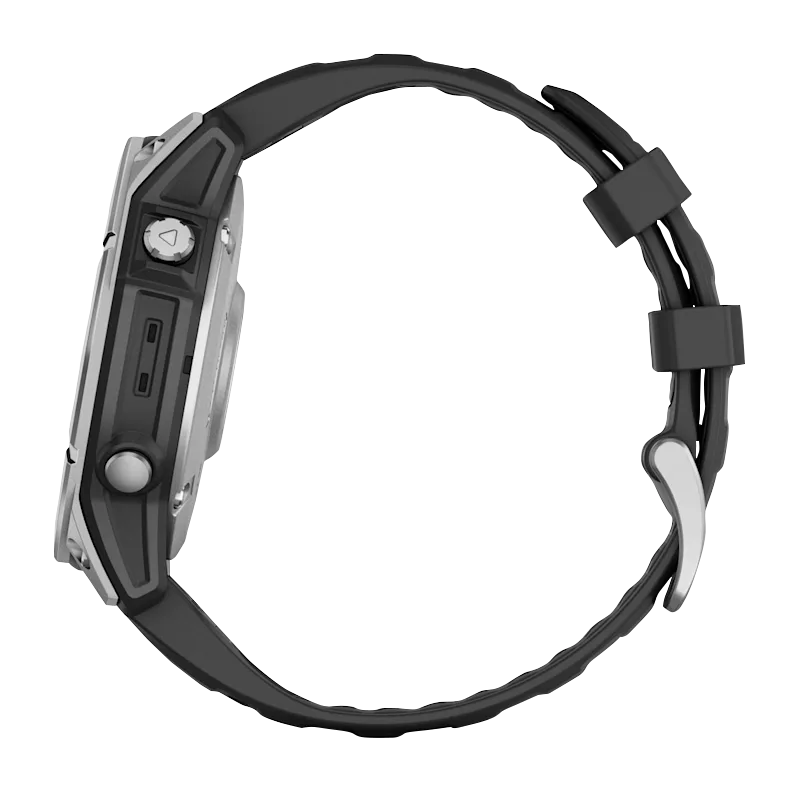 Garmin Fenix E, 47 mm AMOLED, Stainless Steel with Black Silicone Band (010-03025-02) by Garmin