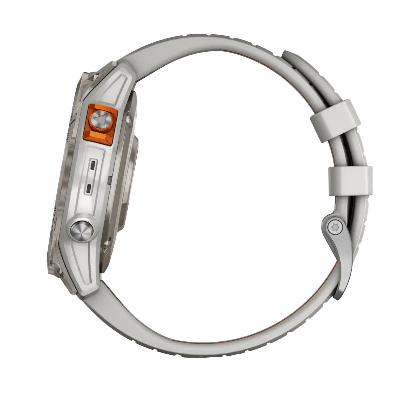 Garmin Fēnix 7 Pro Sapphire Solar, Titanium with Fog Gray/Ember Orange Band (010-02777-20) by Garmin