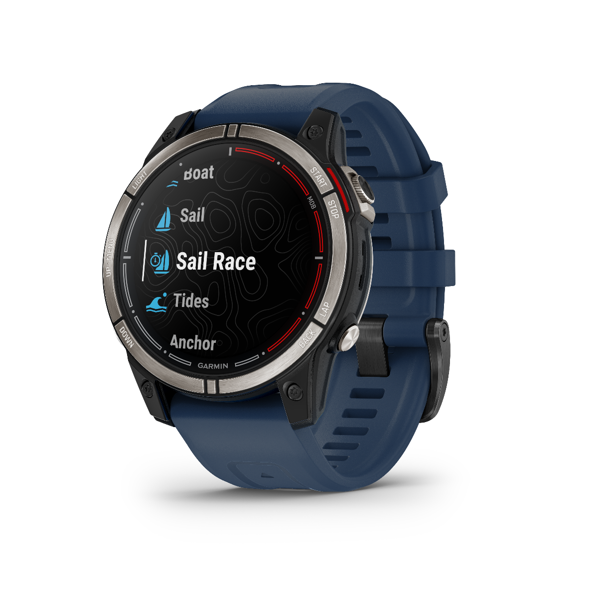 Garmin Quatix 7 Standard Edition marine GPS smartwatch with blue silicone strap
