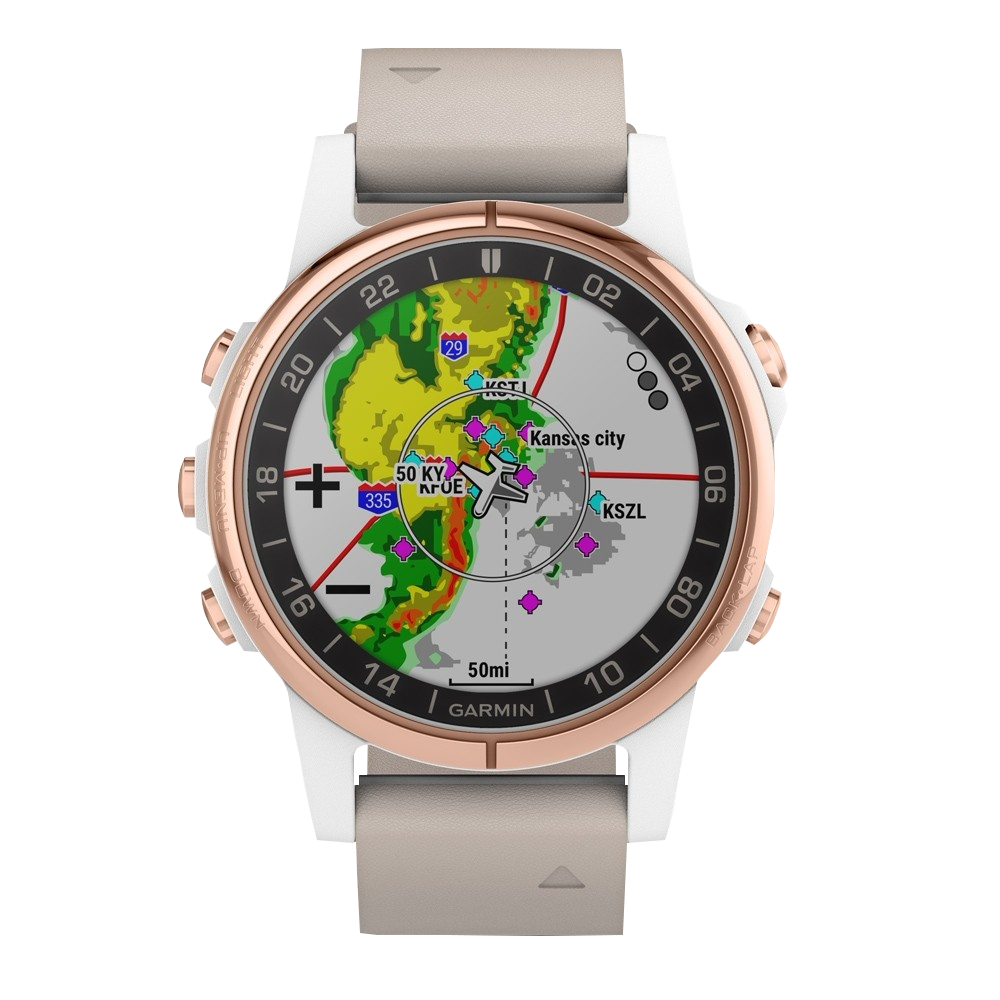 Garmin D2 Delta S Aviator, Beige Leather Band, GPS Smartwatch for Pilots (010-01987-30) by Garmin