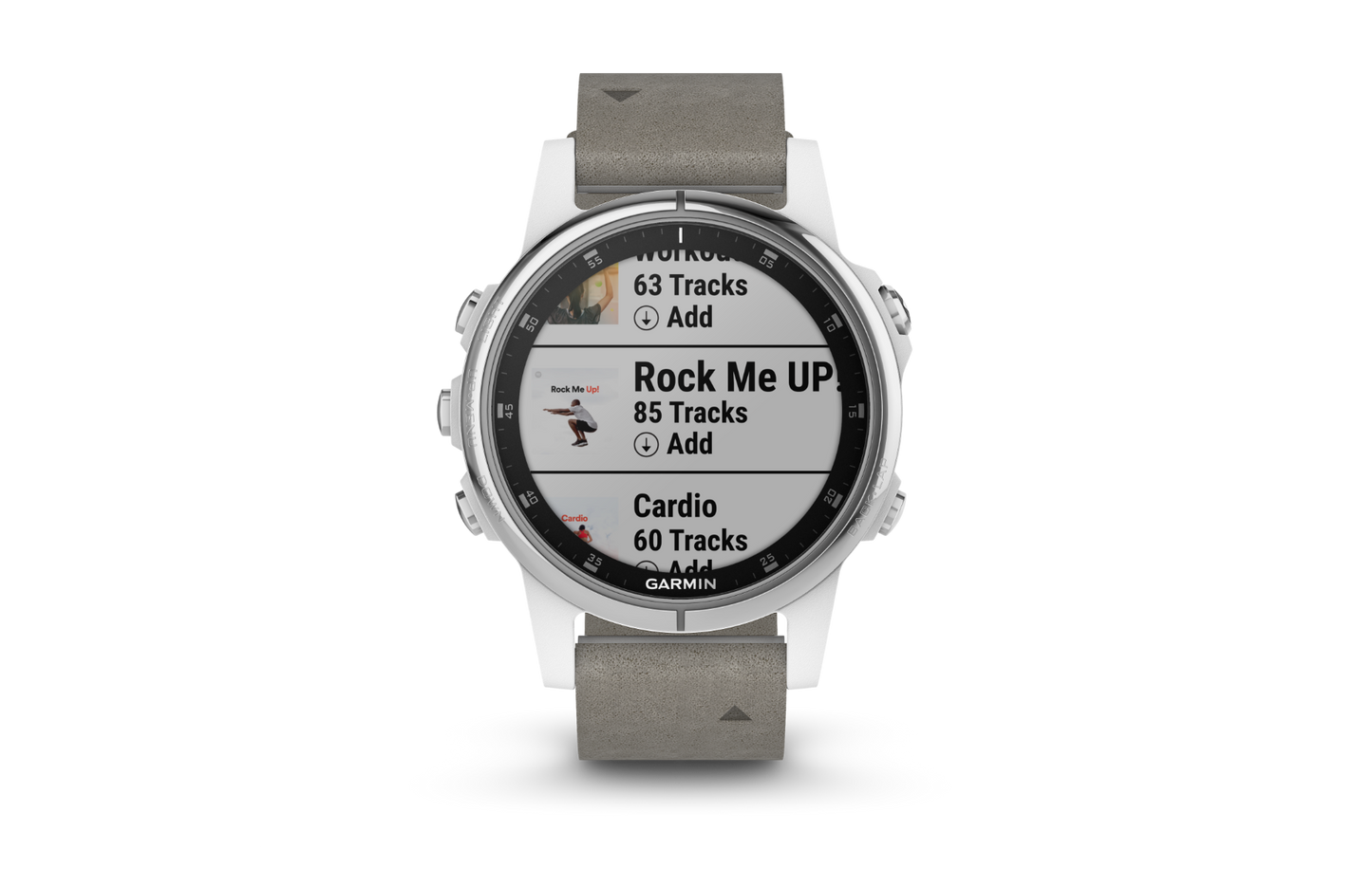 Garmin Fenix 5S Plus Sapphire White w/ Gray Suede (010-01987-04) by Garmin
