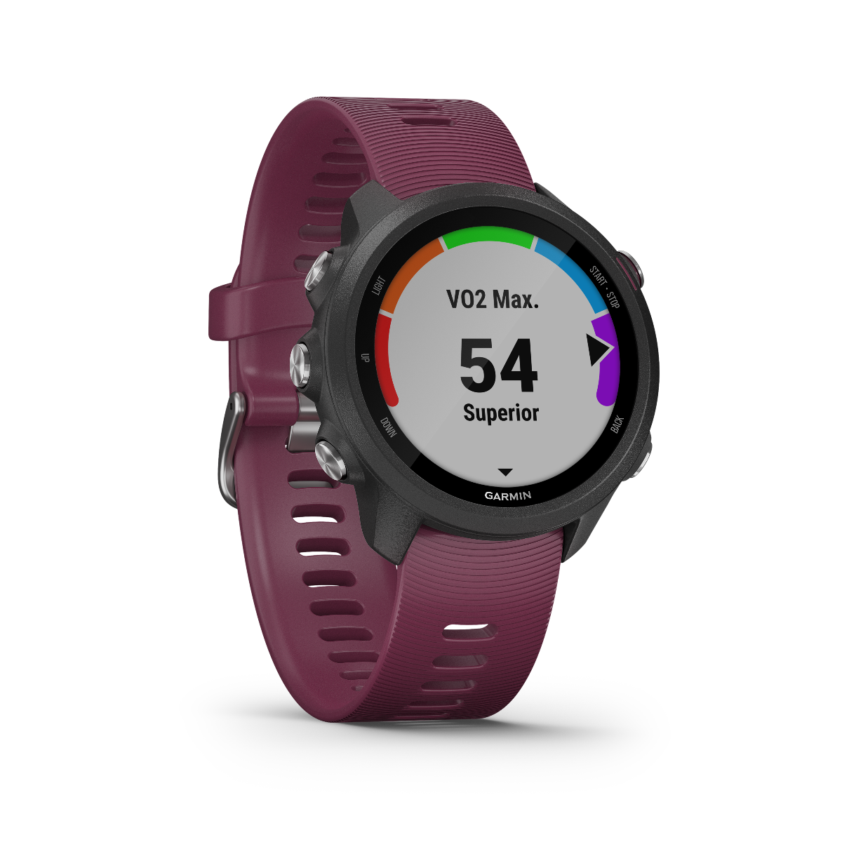 Garmin Forerunner 245 Berry smartwatch with maroon band