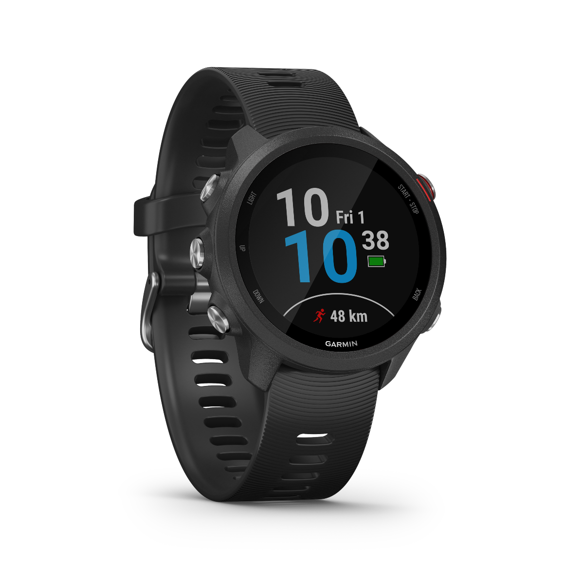 Garmin Forerunner 245 Music smartwatch with black silicone band